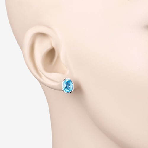 Bids.com 4.00 Carat Genuine Swiss Blue Topaz .925 Sterling Silver Earrings Earrings