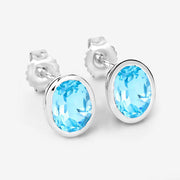 Bids.com 4.00 Carat Genuine Swiss Blue Topaz .925 Sterling Silver Earrings Earrings