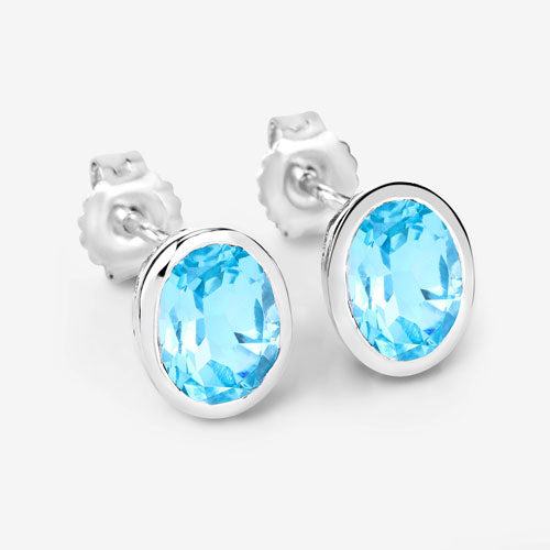 Bids.com 4.00 Carat Genuine Swiss Blue Topaz .925 Sterling Silver Earrings Earrings