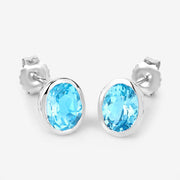 Bids.com 4.00 Carat Genuine Swiss Blue Topaz .925 Sterling Silver Earrings Earrings