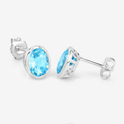 Bids.com 4.00 Carat Genuine Swiss Blue Topaz .925 Sterling Silver Earrings Earrings