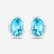 Bids.com 4.00 Carat Genuine Swiss Blue Topaz .925 Sterling Silver Earrings Earrings