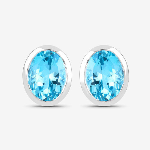 Bids.com 4.00 Carat Genuine Swiss Blue Topaz .925 Sterling Silver Earrings Earrings