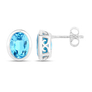 Bids.com 4.00 Carat Genuine Swiss Blue Topaz .925 Sterling Silver Earrings Earrings