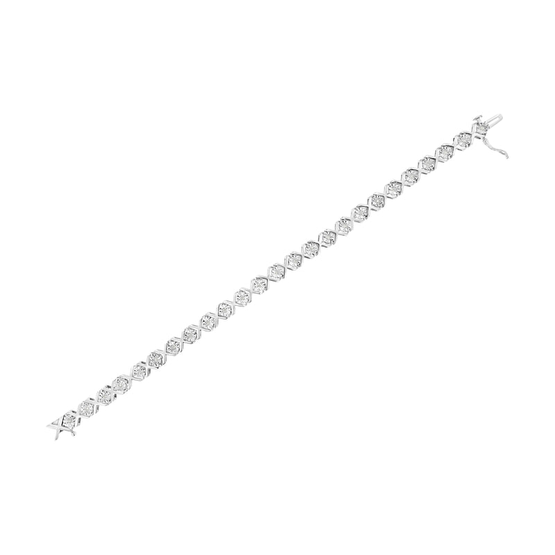 Bids.com .925 Sterling Silver 1/4 Cttw Miracle Set Diamond "X" Link Bracelet (I-J Color, I3 Clarity) - 7.25" Bracelets