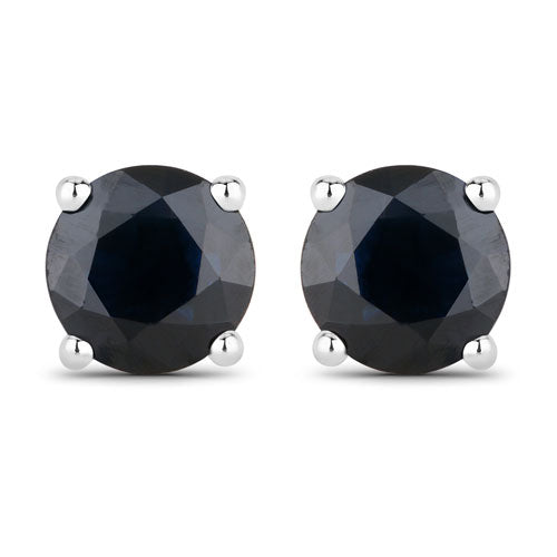 Bids.com 1.70 Carat Genuine Blue Sapphire 10K White Gold Earrings Earrings