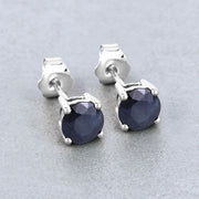 Bids.com 1.70 Carat Genuine Blue Sapphire 10K White Gold Earrings Earrings
