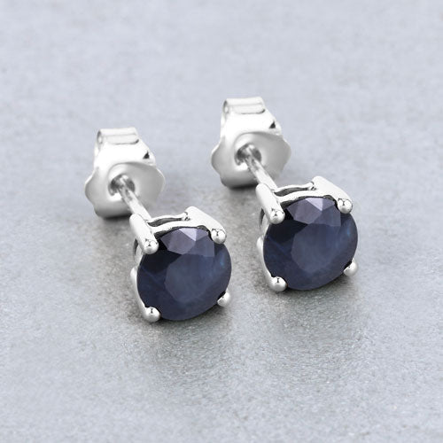 Bids.com 1.70 Carat Genuine Blue Sapphire 10K White Gold Earrings Earrings