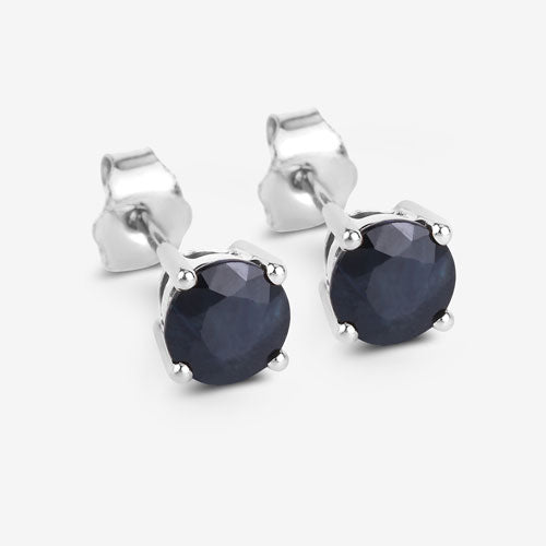 Bids.com 1.70 Carat Genuine Blue Sapphire 10K White Gold Earrings Earrings