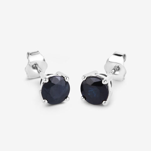 Bids.com 1.70 Carat Genuine Blue Sapphire 10K White Gold Earrings Earrings