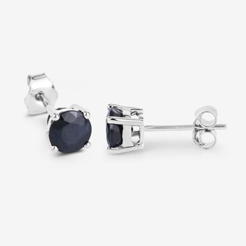 Bids.com 1.70 Carat Genuine Blue Sapphire 10K White Gold Earrings Earrings