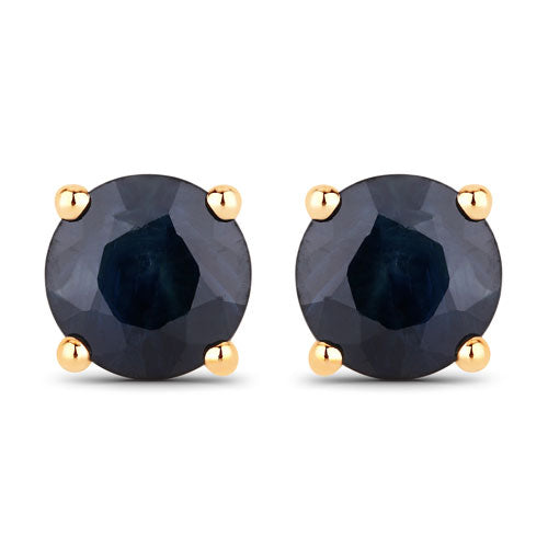 Bids.com 1.70 Carat Genuine Blue Sapphire 10K Yellow Gold Earrings Earrings