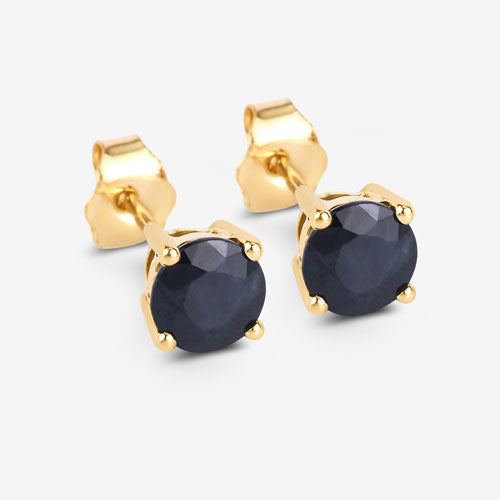 Bids.com 1.70 Carat Genuine Blue Sapphire 10K Yellow Gold Earrings Earrings