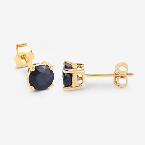 Bids.com 1.70 Carat Genuine Blue Sapphire 10K Yellow Gold Earrings Earrings