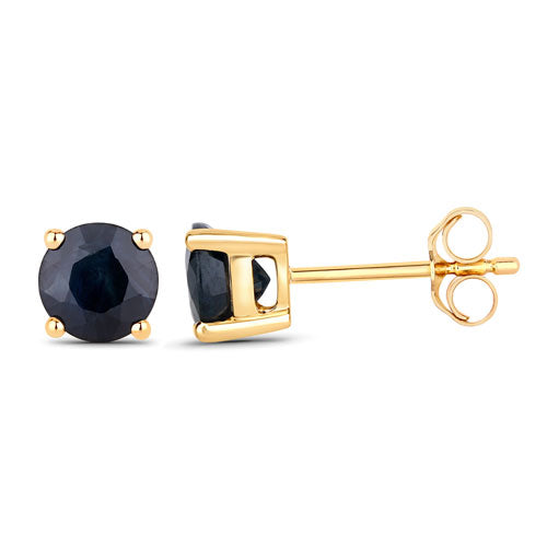 Bids.com 1.70 Carat Genuine Blue Sapphire 10K Yellow Gold Earrings Earrings