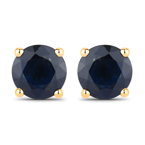 Bids.com 1.70 Carat Genuine Blue Sapphire 14K Yellow Gold Earrings Earrings
