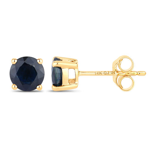 Bids.com 1.70 Carat Genuine Blue Sapphire 14K Yellow Gold Earrings Earrings