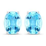 Bids.com 4.00 Carat Genuine Swiss Blue Topaz .925 Sterling Silver Earrings Earrings