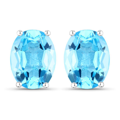 Bids.com 4.00 Carat Genuine Swiss Blue Topaz .925 Sterling Silver Earrings Earrings