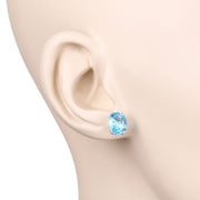 Bids.com 4.00 Carat Genuine Swiss Blue Topaz .925 Sterling Silver Earrings Earrings