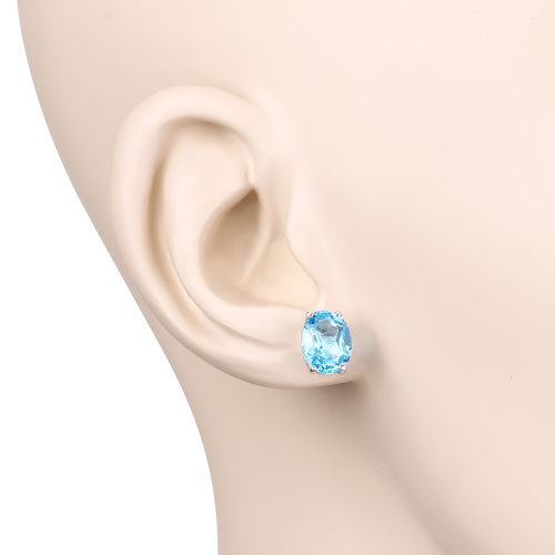 Bids.com 4.00 Carat Genuine Swiss Blue Topaz .925 Sterling Silver Earrings Earrings