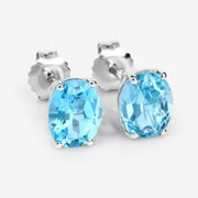 Bids.com 4.00 Carat Genuine Swiss Blue Topaz .925 Sterling Silver Earrings Earrings
