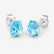Bids.com 4.00 Carat Genuine Swiss Blue Topaz .925 Sterling Silver Earrings Earrings