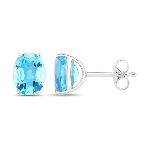 Bids.com 4.00 Carat Genuine Swiss Blue Topaz .925 Sterling Silver Earrings Earrings