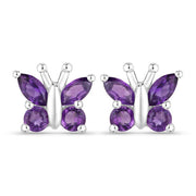Bids.com 1.00 Carat Genuine Amethyst .925 Sterling Silver Earrings Earrings