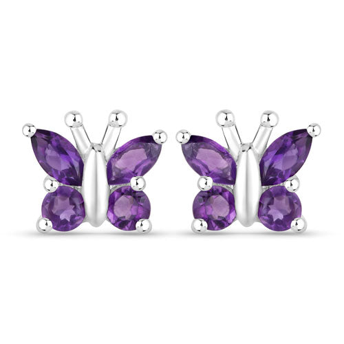 Bids.com 1.00 Carat Genuine Amethyst .925 Sterling Silver Earrings Earrings