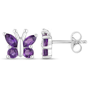 Bids.com 1.00 Carat Genuine Amethyst .925 Sterling Silver Earrings Earrings