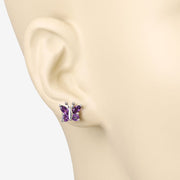 Bids.com 1.00 Carat Genuine Amethyst .925 Sterling Silver Earrings Earrings