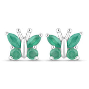 Bids.com 0.88 Carat Genuine Emerald .925 Sterling Silver Earrings Earrings