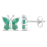 Bids.com 0.88 Carat Genuine Emerald .925 Sterling Silver Earrings Earrings