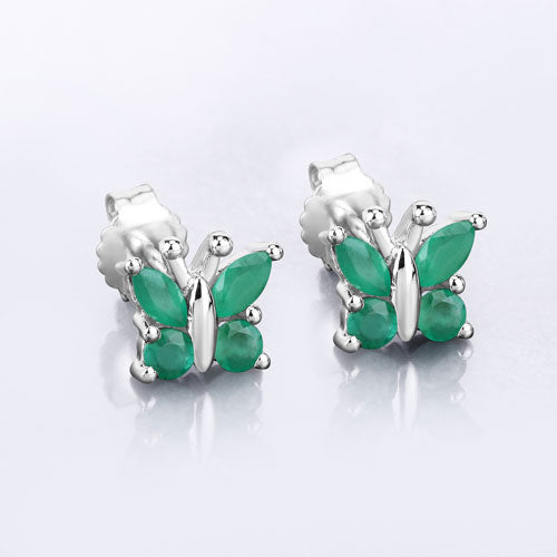 Bids.com 0.88 Carat Genuine Emerald .925 Sterling Silver Earrings Earrings