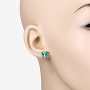 Bids.com 0.88 Carat Genuine Emerald .925 Sterling Silver Earrings Earrings