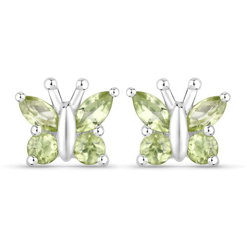 Bids.com 1.00 Carat Genuine Peridot .925 Sterling Silver Earrings Earrings