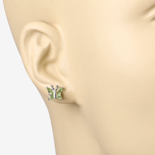 Bids.com 1.00 Carat Genuine Peridot .925 Sterling Silver Earrings Earrings