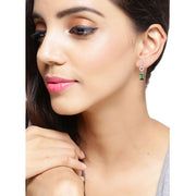 Bids.com 2.28 Carat Genuine Green Tourmaline and White Diamond 14K White Gold Earrings Earrings