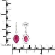 Bids.com 1.75 Carat Genuine Ruby and White Diamond 10K White Gold Earrings Earrings