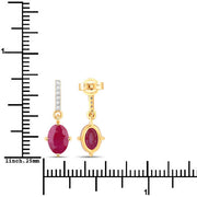 Bids.com 1.75 Carat Genuine Ruby and White Diamond 10K Yellow Gold Earrings Earrings