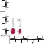 Bids.com 1.75 Carat Genuine Ruby and White Diamond 14K White Gold Earrings Earrings