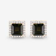 Bids.com 1.55 Carat Genuine Green Tourmaline and White Diamond 14K Yellow Gold Earrings Earrings