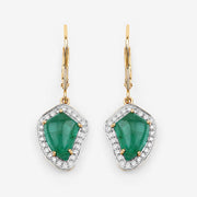Bids.com 6.40 Carat Genuine Colombian Emerald and White Diamond 14K Yellow Gold Earrings Earrings