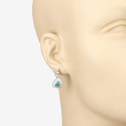 Bids.com 1.39 Carat Genuine Zambian Emerald and White Diamond 14K White Gold Earrings Earrings