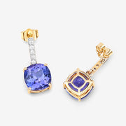 Bids.com 5.64 Carat Genuine Tanzanite and White Diamond 14K Yellow Gold Earrings Earrings
