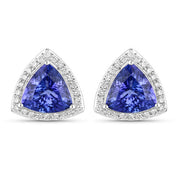 Bids.com 4.62 Carat Genuine Tanzanite and White Diamond 14K White Gold Earrings Earrings
