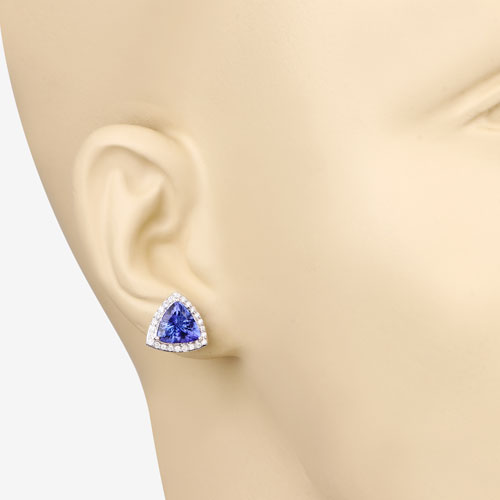 Bids.com 4.62 Carat Genuine Tanzanite and White Diamond 14K White Gold Earrings Earrings