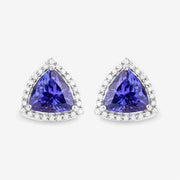 Bids.com 4.62 Carat Genuine Tanzanite and White Diamond 14K White Gold Earrings Earrings