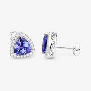 Bids.com 3.82 Carat Genuine Tanzanite and White Diamond 14K White Gold Earrings Earrings